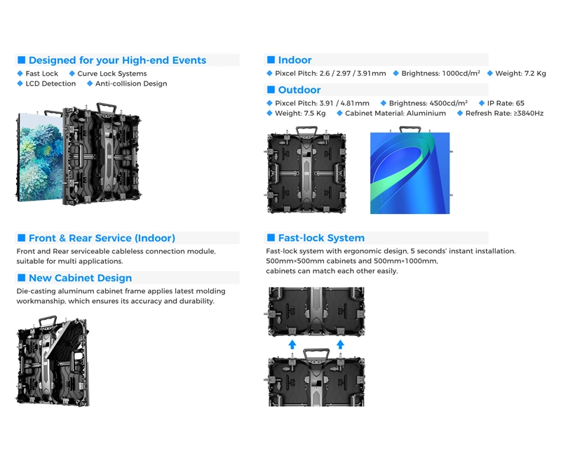 Fine Pixel Pitch P2mm P2.6mm P3mm P3.9mm P4.8mmoutdoor LED Video Wall Display for Rent Advertising Indoor High Quality Rental Panel Board